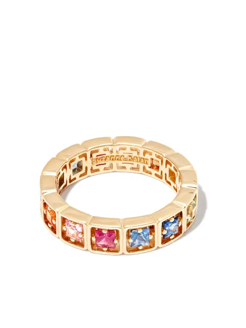 Suzanne Kalan 18kt yellow gold rainbow sapphire ring Gold BAR687YG