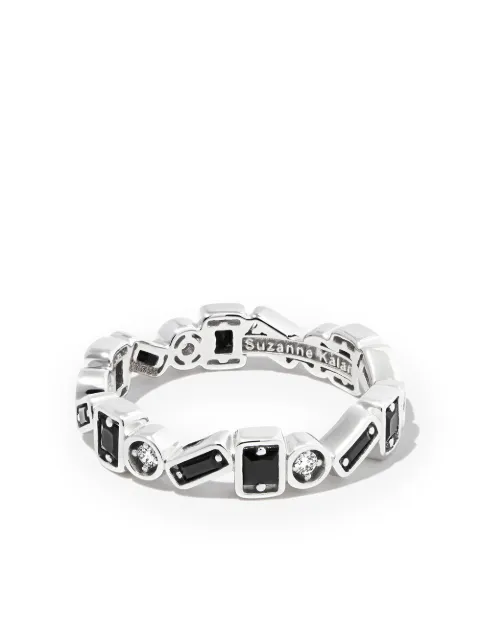 Suzanne Kalan 18kt white gold Inlay Zigzag sapphire eternity band ring Silver BAR880WG