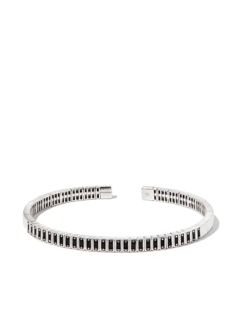 Suzanne Kalan 18kt white gold Inlay sapphire cuff Silver AKB464WG