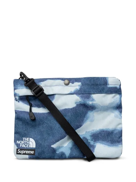 Supreme x The North Face bleached denim-print shoulder bag Blue SU11277