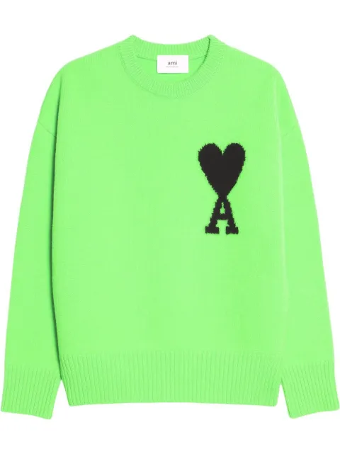 AMI Paris Ami de Coeur wool jumper Green UKS002018H22