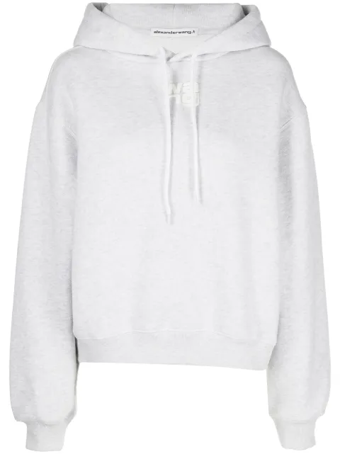 Alexander Wang rubberised logo cotton hoodie Grey 4CC3222069050