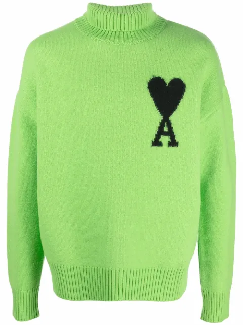 AMI Paris Ami de Coeur roll-neck jumper Green UKS402018