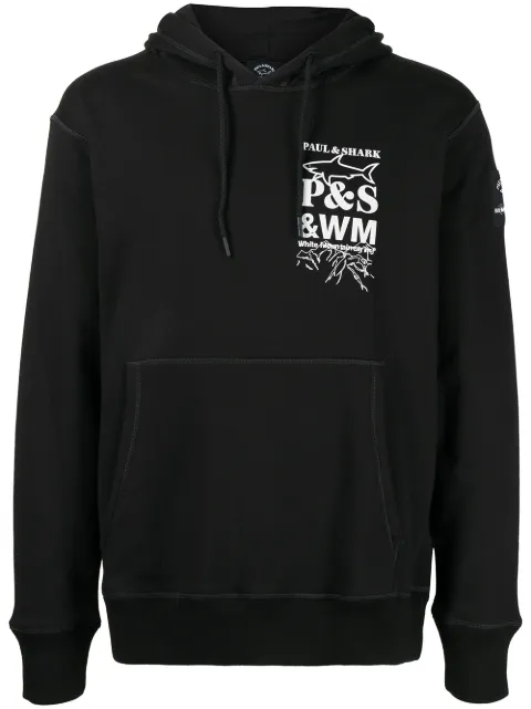 White Mountaineering logo-print cotton hoodie Black 11311528