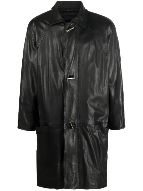 Versace Pre-Owned 1980s single-breasted leather coat Black VERS1200Z