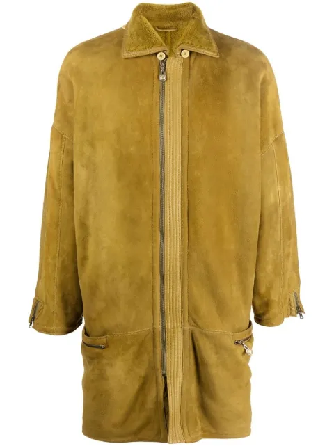 Versace Pre-Owned 1980s zip-up shearling coat Yellow VERS2500H