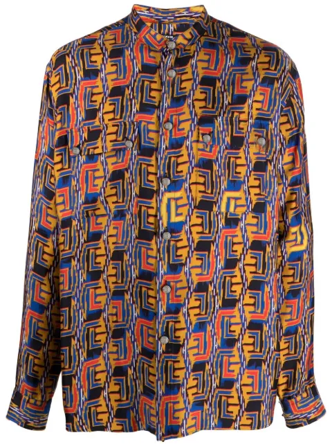 Balmain graphic-print shirt Blue XH1HU006VB20