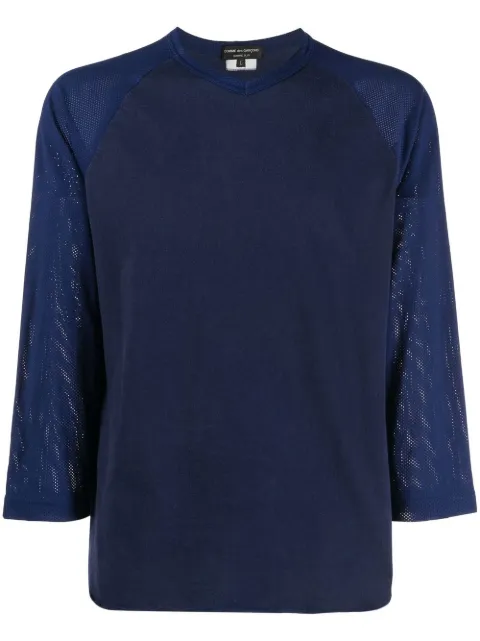 Comme Des Garçons Pre-Owned 1990s mesh sleeves T-shirt Blue CDEG420K