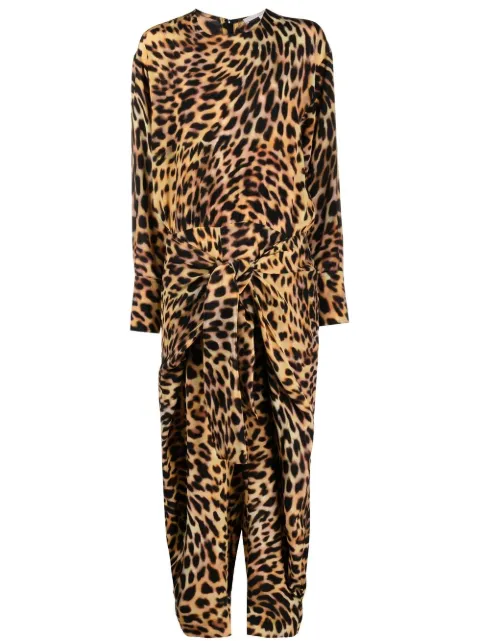 Stella McCartney cheetah-print silk jumpsuit Black 6100053AS200