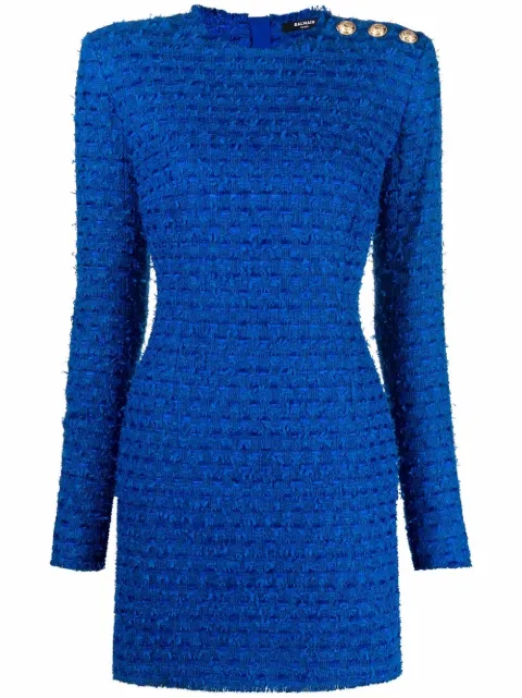 Balmain tweed mini dress Blue XF1R8000CB76