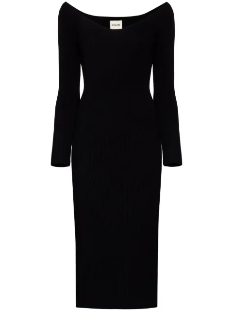 KHAITE The Pia ribbed-knit midi dress Black 8605400200