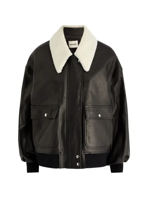 KHAITE shearling-trim jacket Black 6075729200