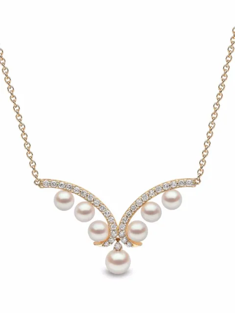 Yoko London 18kt yellow gold Sleek Akoya pearl diamond necklace Gold QYN22426X