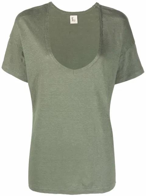 PAULA U-neck short-sleeved T-shirt Green 21LINENPAULA1