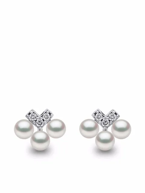 Yoko London 18kt white gold Sleek Akoya pearl diamond stud earrings Silver QYE22257X