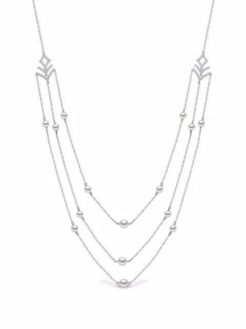 Yoko London 18kt white gold Sleek Freshwater pearl diamond necklace Silver QYN21857F