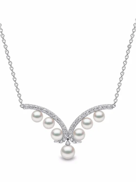 Yoko London 18kt white gold Sleek Akoya pearl diamond necklace Silver QYN22427