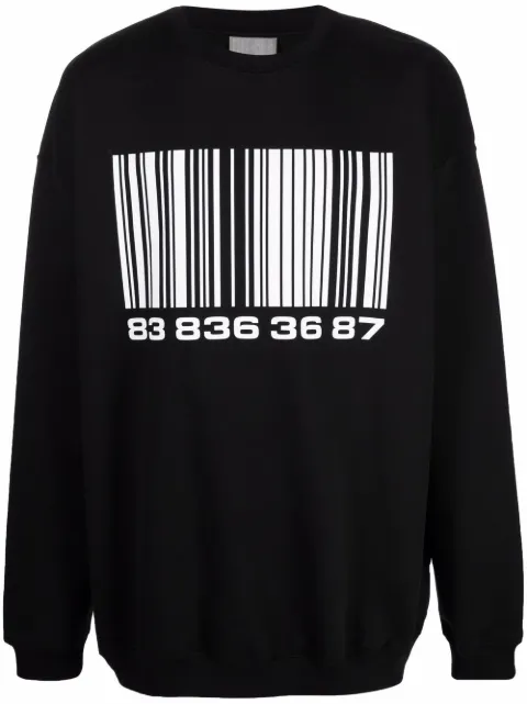 VTMNTS bar-code print sweatshirt Black VL12TR100B