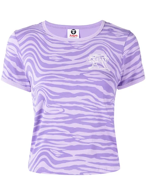 AAPE BY *A BATHING APE® animal-print logo-print T-shirt Purple ATE0937XXI