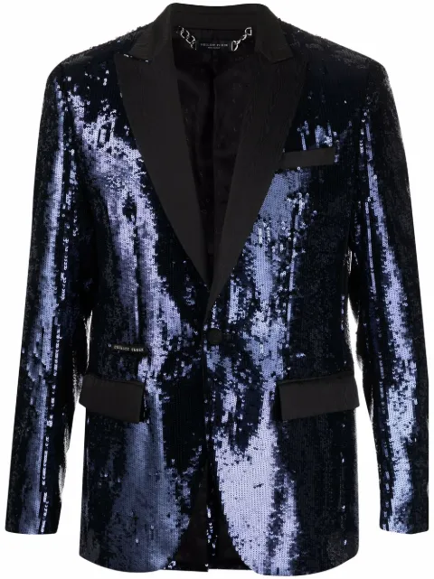 Philipp Plein embellished single-breasted blazer Blue PABCMRF1527PTE003N