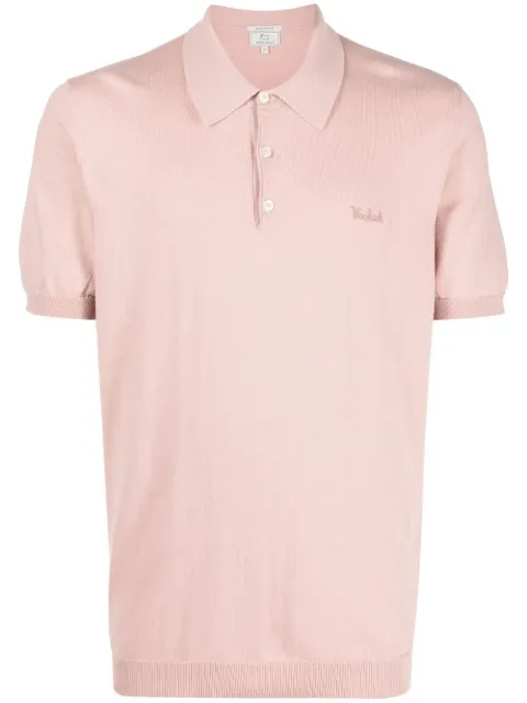 Woolrich logo-embroidered knitted polo shirt Pink CFWOKN0154MRUF0608