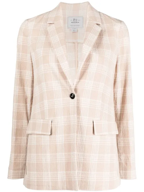 Woolrich Seersucker double-breasted check blazer Neutrals CFWWBL0018FRUT2955