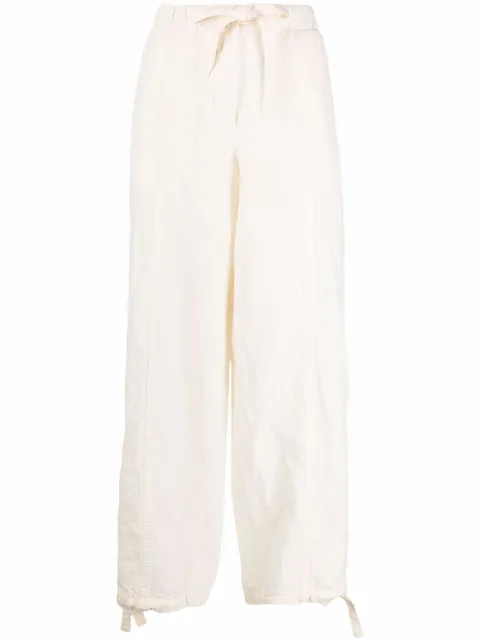 Jil Sander tied-waist straight trousers White JSPU313205WU330800
