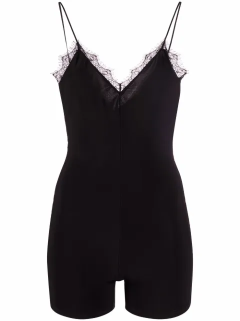 Alchemy x Lia Aram lace-trim romper Black LIA463