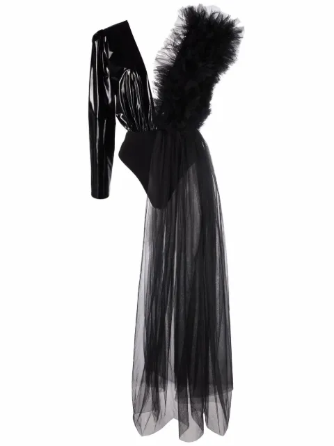 Alchemy x Lia Aram ruffle-detail bodysuit Black LIA448
