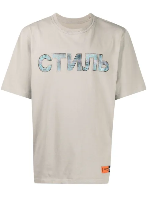 Heron Preston СТИЛЬ rhinestone-embellished T-shirt Green HMAA025S22JER0020947