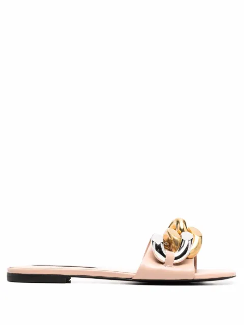 Stella McCartney Falabella chain-embellished flat sandals Neutrals 810085W1CU0