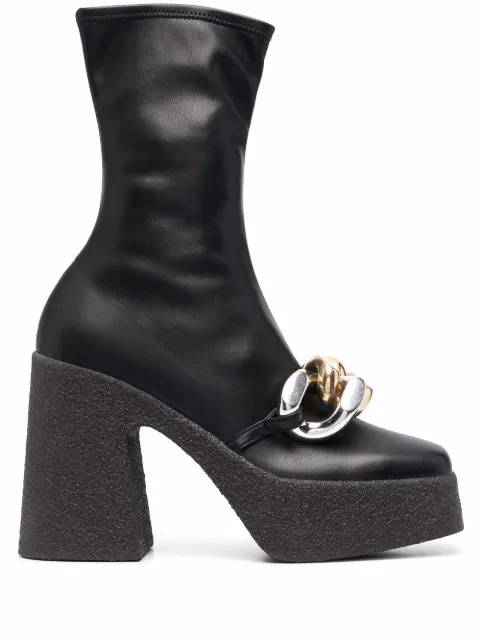 Stella McCartney Skyla chain-embellished 120mm boots Black 810104W1CV0