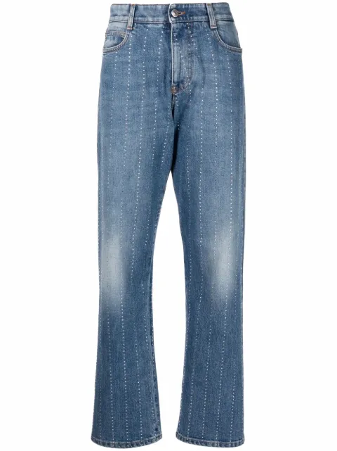 Stella McCartney rhinestone-embellished straight-leg jeans Blue 6D00293SOH95