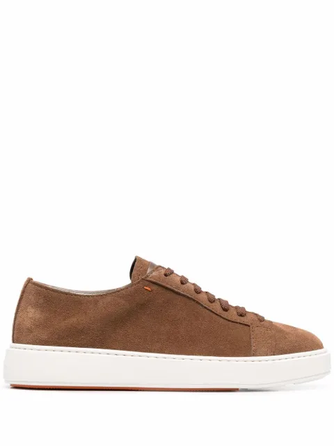 Santoni embossed logo low top sneakers Brown MBCD21571BARC