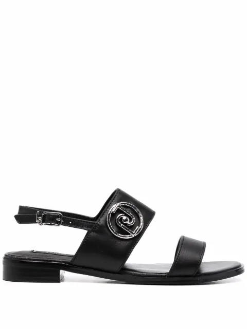 LIU JO Erin logo-plaque slingback sandals Black SA2031P0102