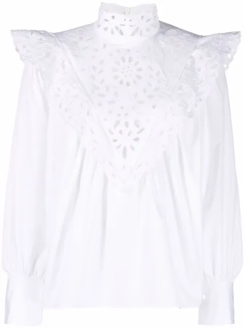 Chloé high-neck broderie anglaise blouse White CHC22SHT31481