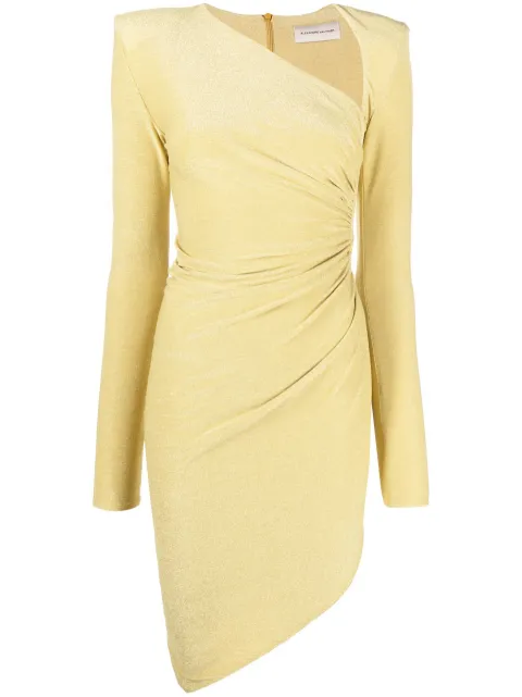 Alexandre Vauthier metallic-sheen asymmetric fitted dress Yellow 221DR1501
