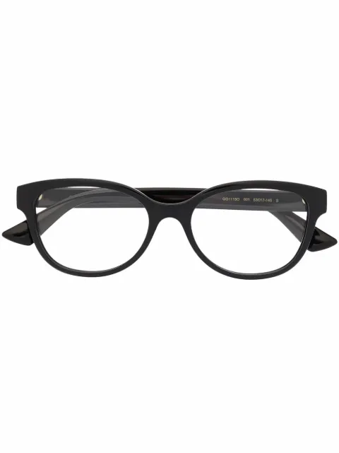 Gucci Eyewear round-frame logo-plaque glasses Black GG1115O001