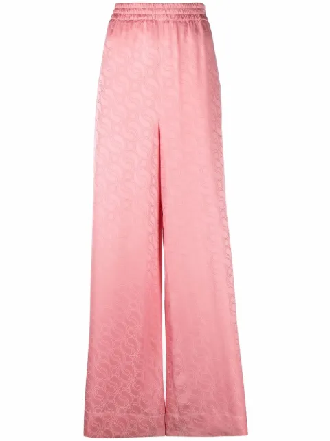 Stella McCartney logo-print palazzo trousers Pink 6400233AJ302
