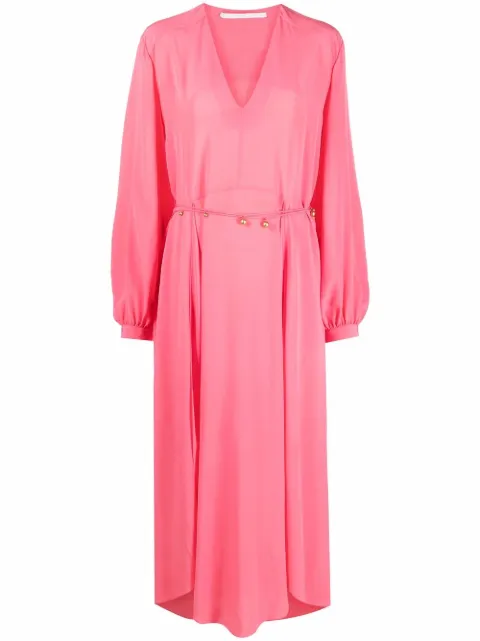 Stella McCartney organic silk belted dress Pink 6A0045SY206