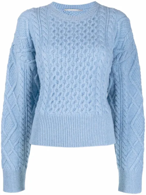 Stella McCartney Aran-knit cropped jumper Blue 6K01333S2344
