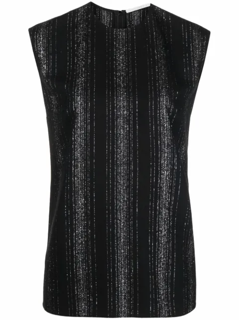 Stella McCartney lurex striped sleeveless blouse Black 6T00173AR701