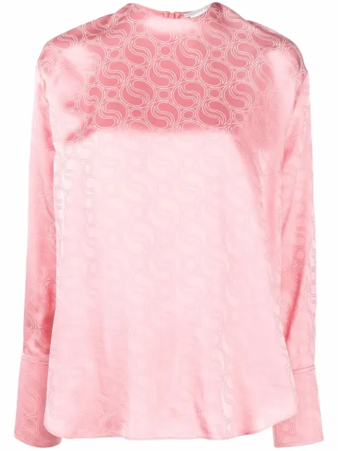Stella McCartney geometric-pattern long-sleeved blouse Pink 6T00193AJ302