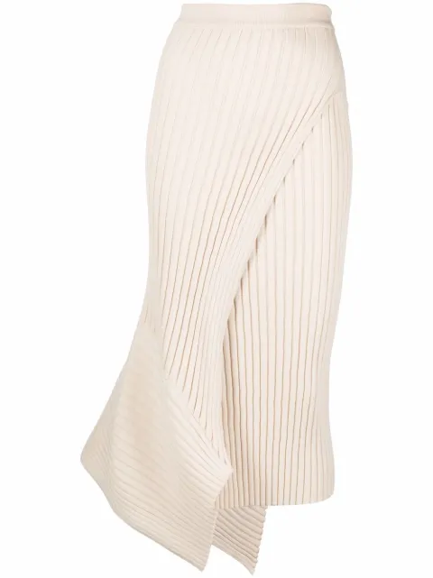 Stella McCartney asymmetric ribbed-knit wrap skirt Neutrals 6K01463S2339