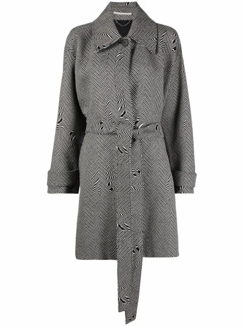 Stella McCartney glitch herringbone coat Black 6600033AU704