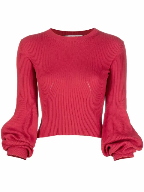 Stella McCartney Juliet sleeves crew neck jumper Red 6K01273S2347