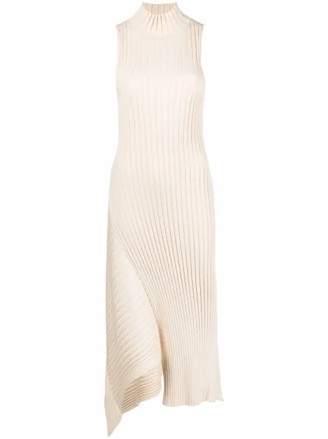 Stella McCartney asymmetric knitted sleeveless dress Neutrals 6K01573S2339