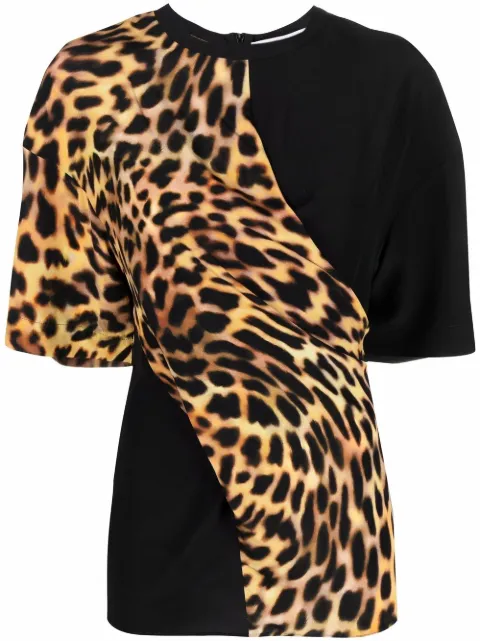 Stella McCartney cheetah print panel T-shirt Black 6T00223AS200