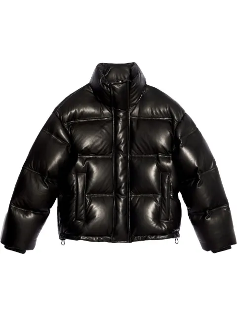 AMI Paris leather down jacket Black UJK450552