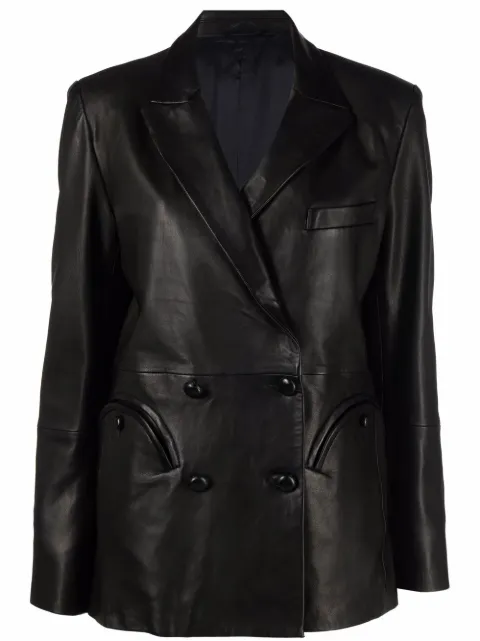 Blazé Milano double-breasted leather blazer Black END01VB